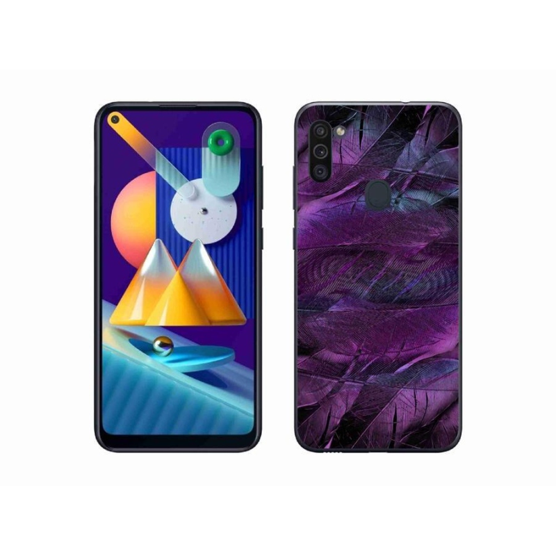 Gélový kryt mmCase na mobil Samsung Galaxy M11 - fialová pierka