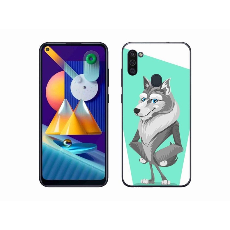 Gélový kryt mmCase na mobil Samsung Galaxy M11 - kreslený vlk