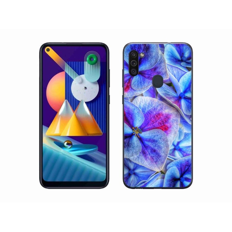 Gélový kryt mmCase na mobil Samsung Galaxy M11 - modré kvety 1