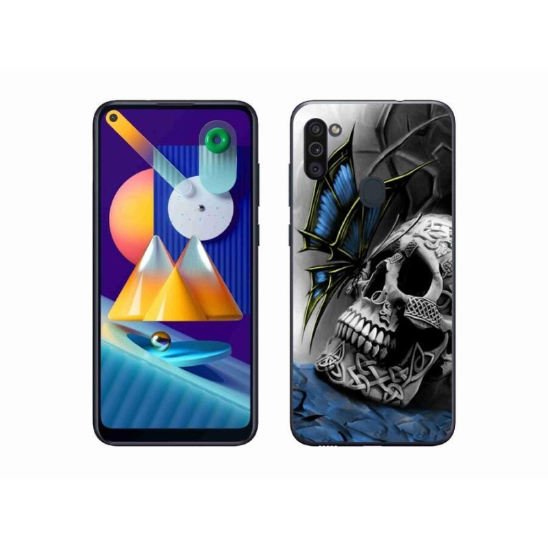 Gélový kryt mmCase na mobil Samsung Galaxy M11 - motýľ a lebka