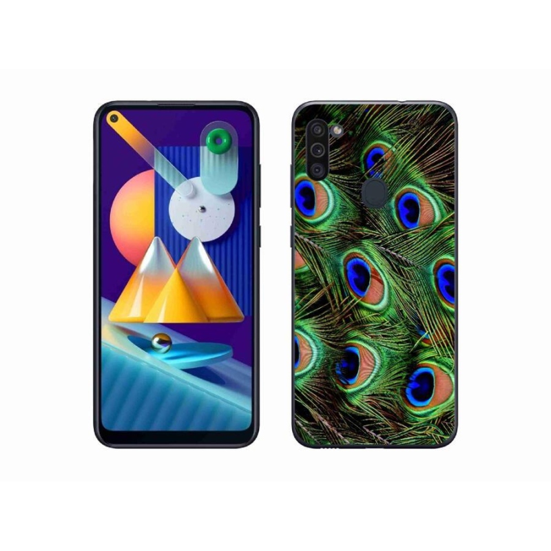 Gélový kryt mmCase na mobil Samsung Galaxy M11 - pávie perie