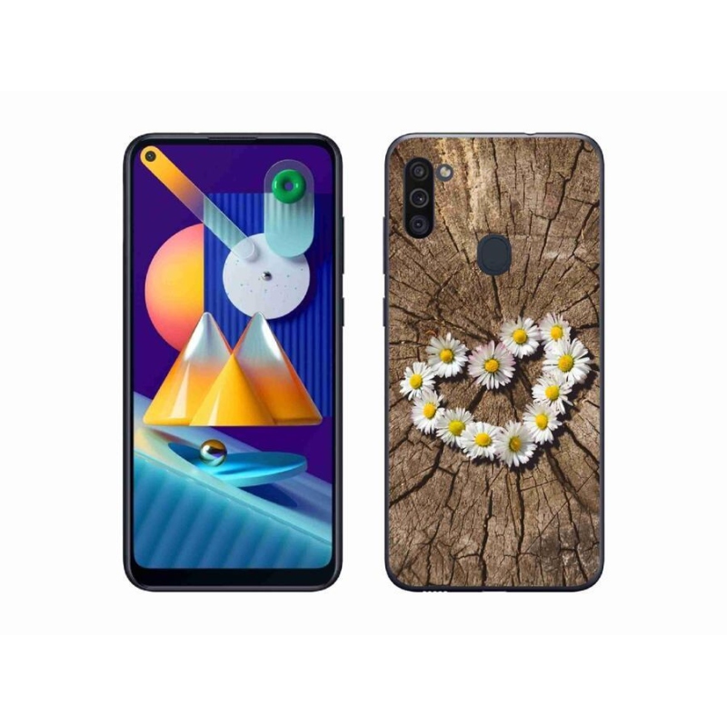 Gélový kryt mmCase na mobil Samsung Galaxy M11 - srdce z margarét