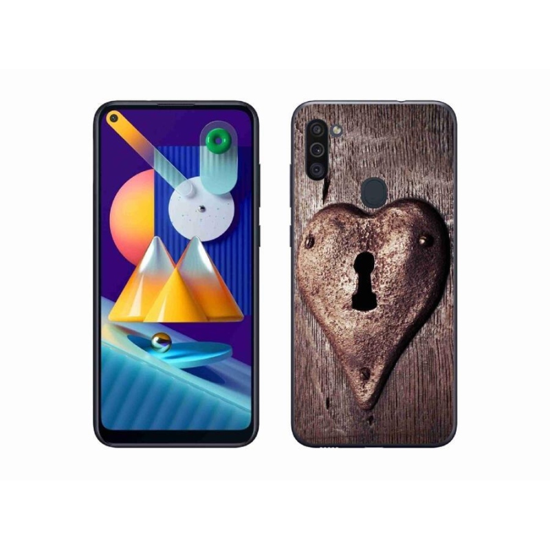 Gélový kryt mmCase na mobil Samsung Galaxy M11 - zámok v tvare srdca