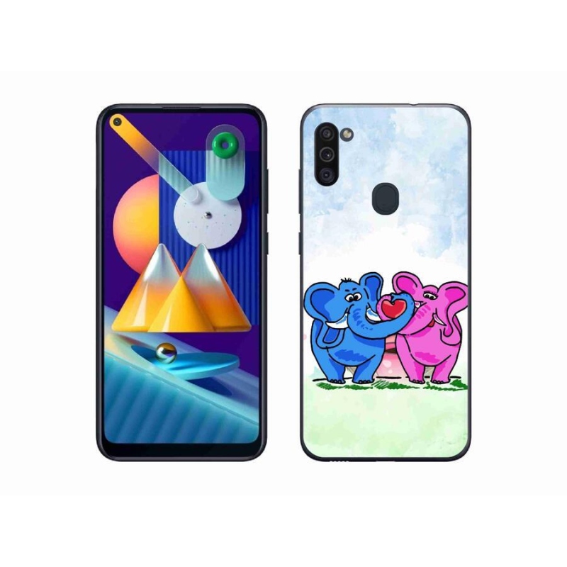 Gélový kryt mmCase na mobil Samsung Galaxy M11 - zamilovaní slony