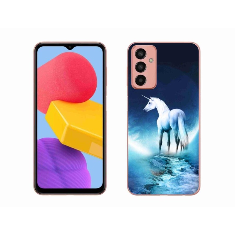 Gélový kryt mmCase na mobil Samsung Galaxy M13 - biely jednorožec