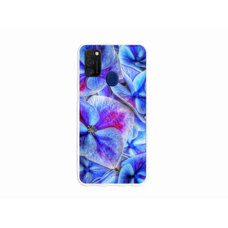 Gélový kryt mmCase na mobil Samsung Galaxy M21 - modré kvety 1