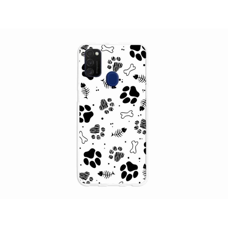 Gélový kryt mmCase na mobil Samsung Galaxy M21 - psie labky 1