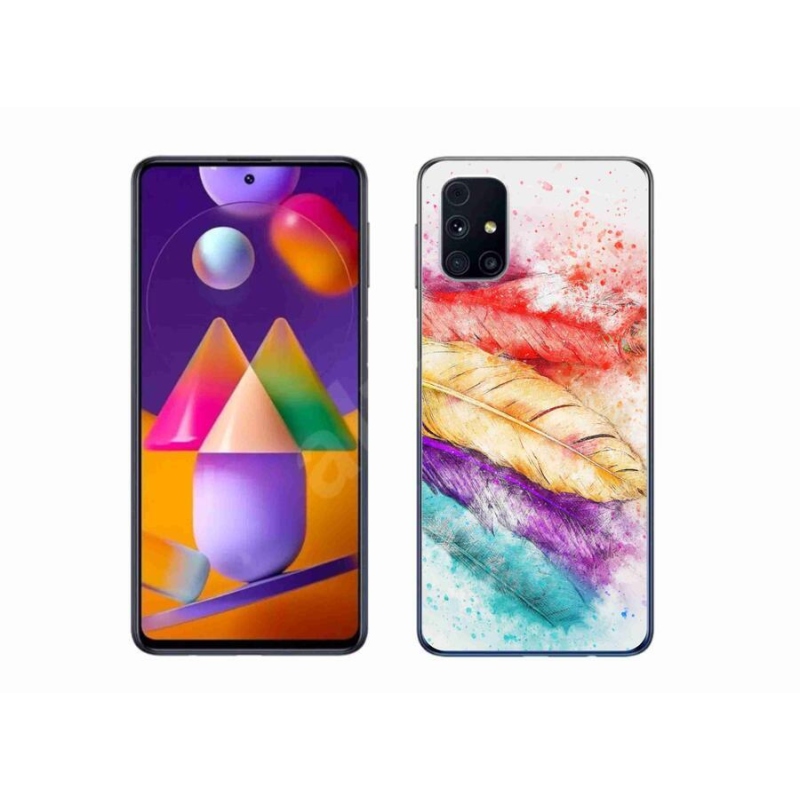 Gélový kryt mmCase na mobil Samsung Galaxy M31s - farebné perie