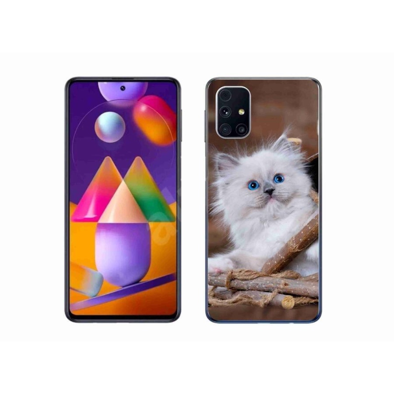 Gélový kryt mmCase na mobil Samsung Galaxy M31s - biele mačiatko