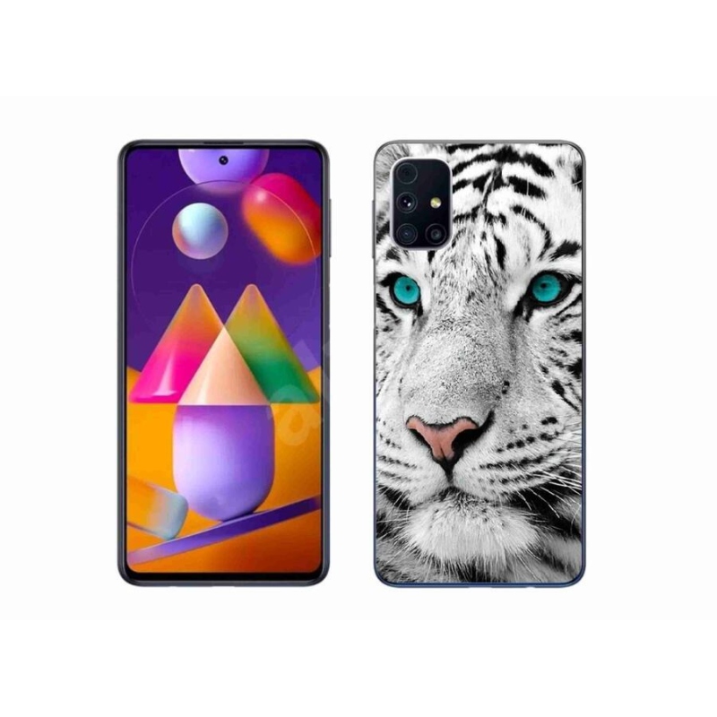 Gélový kryt mmCase na mobil Samsung Galaxy M31s - biely tiger