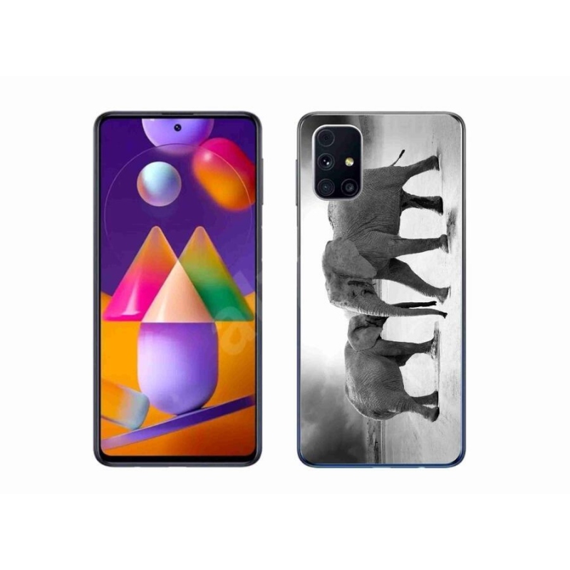 Gélový kryt mmCase na mobil Samsung Galaxy M31s - čiernobieli slony