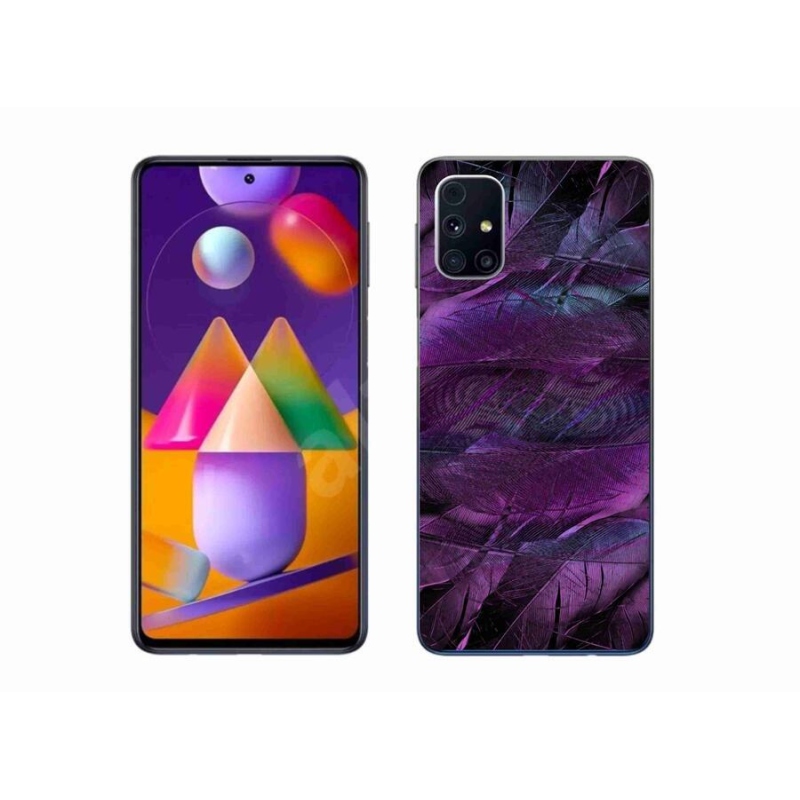 Gélový kryt mmCase na mobil Samsung Galaxy M31s - fialová pierka