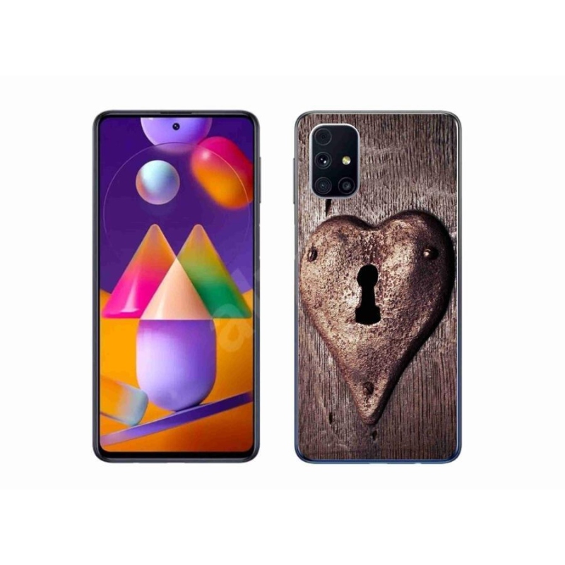 Gélový kryt mmCase na mobil Samsung Galaxy M31s - zámok v tvare srdca