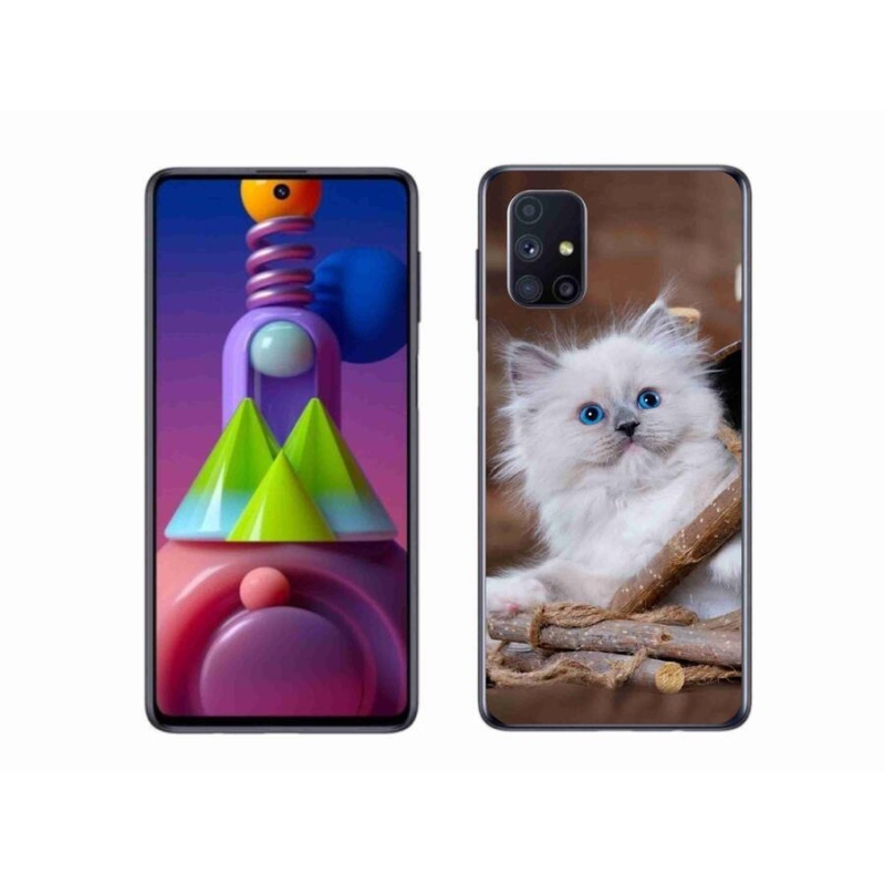 Gélový kryt mmCase na mobil Samsung Galaxy M51 - biele mačiatko