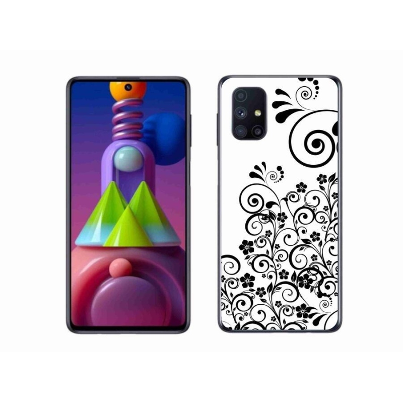 Gélový kryt mmCase na mobil Samsung Galaxy M51 - čiernobiele kvetinové vzory