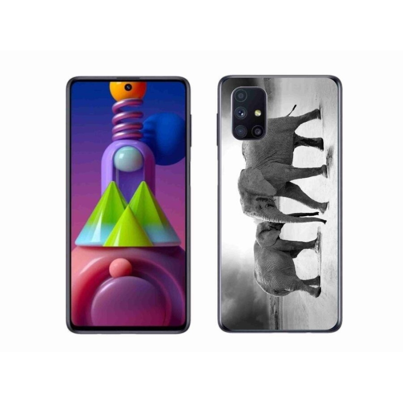 Gélový kryt mmCase na mobil Samsung Galaxy M51 - čiernobieli slony