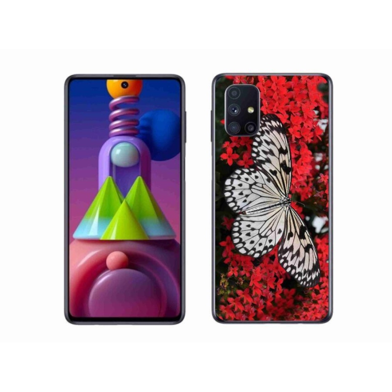 Gélový kryt mmCase na mobil Samsung Galaxy M51 - čiernobiely motýľ 1