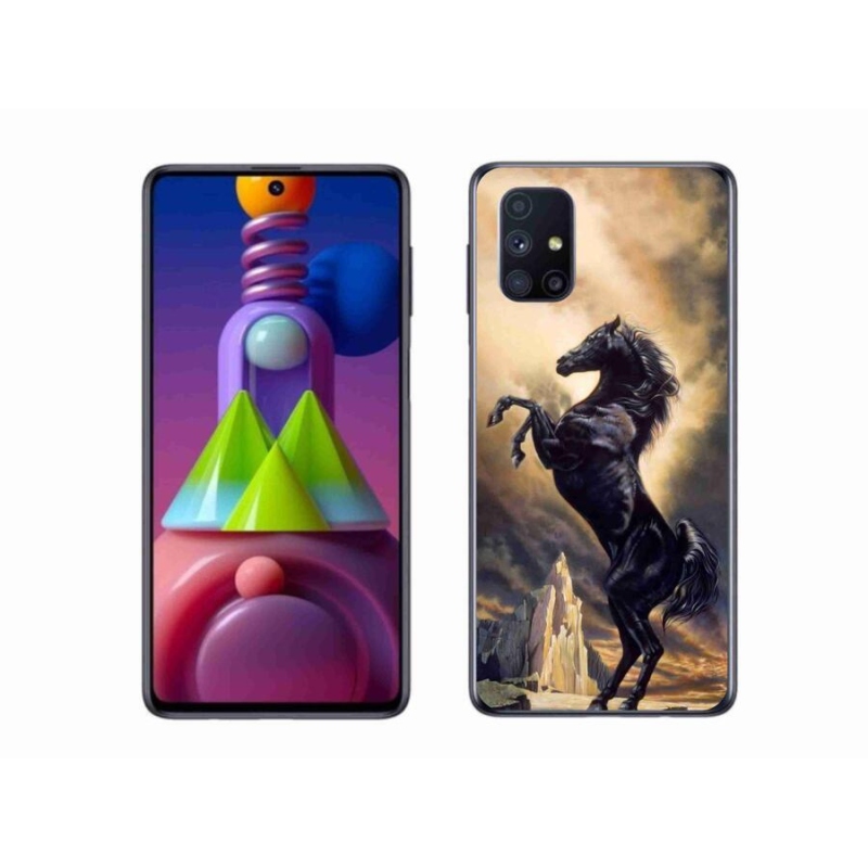 Gélový kryt mmCase na mobil Samsung Galaxy M51 - čierny kreslený kôň