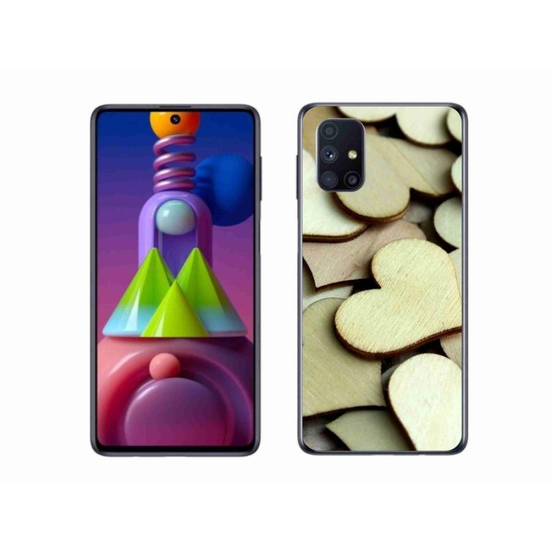 Gélový kryt mmCase na mobil Samsung Galaxy M51 - drevená srdiečka