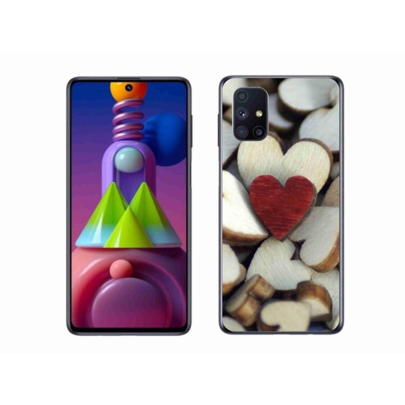 Gélový kryt mmCase na mobil Samsung Galaxy M51 - gravírované červené srdce