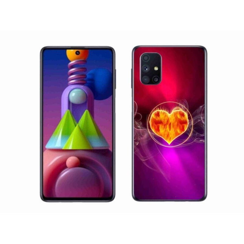 Gélový kryt mmCase na mobil Samsung Galaxy M51 - ohnivé srdce