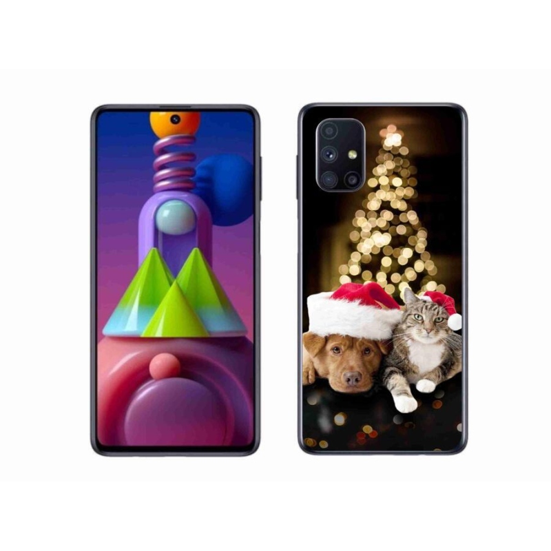 Gélový kryt mmCase na mobil Samsung Galaxy M51 - vianočný pes a mačka