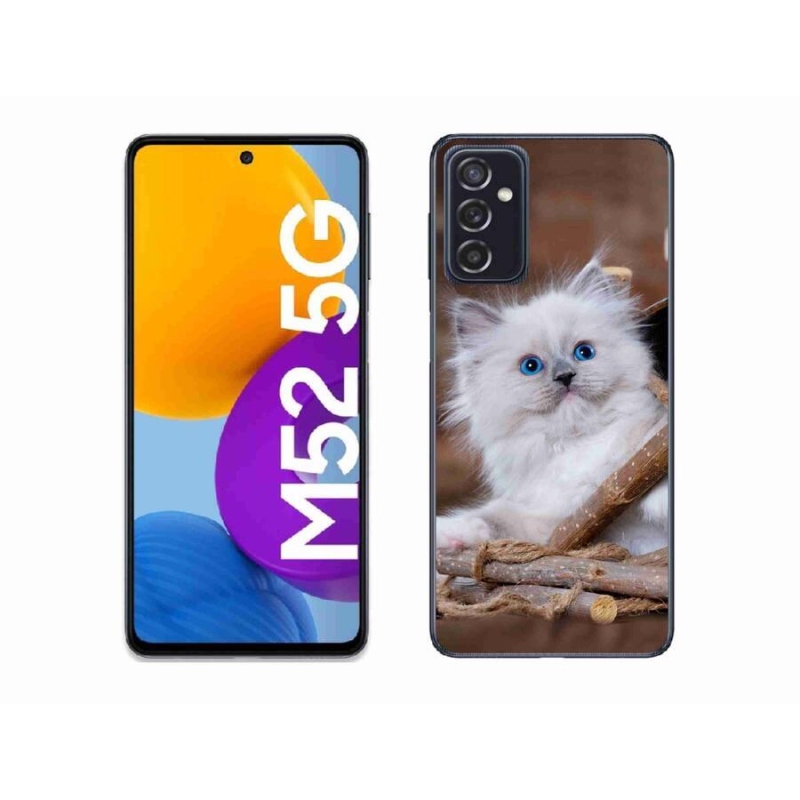 Gélový kryt mmCase na mobil Samsung Galaxy M52 5G - biele mačiatko