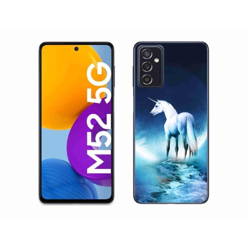 Gélový kryt mmCase na mobil Samsung Galaxy M52 5G - biely jednorožec