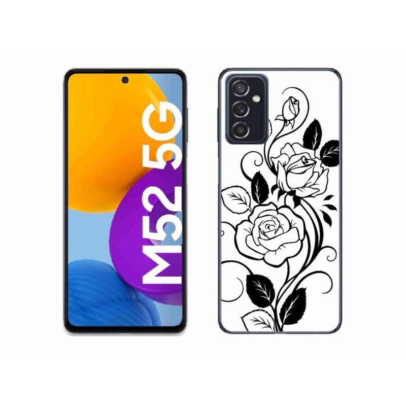 Gélový kryt mmCase na mobil Samsung Galaxy M52 5G - čiernobiela ruža