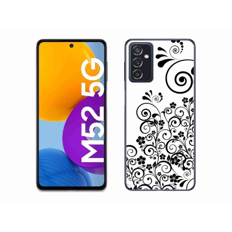 Gélový kryt mmCase na mobil Samsung Galaxy M52 5G - čiernobiele kvetinové vzory