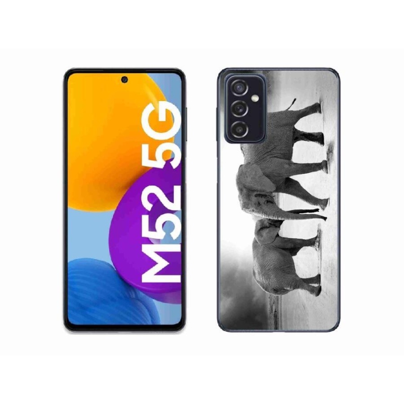 Gélový kryt mmCase na mobil Samsung Galaxy M52 5G - čiernobieli slony