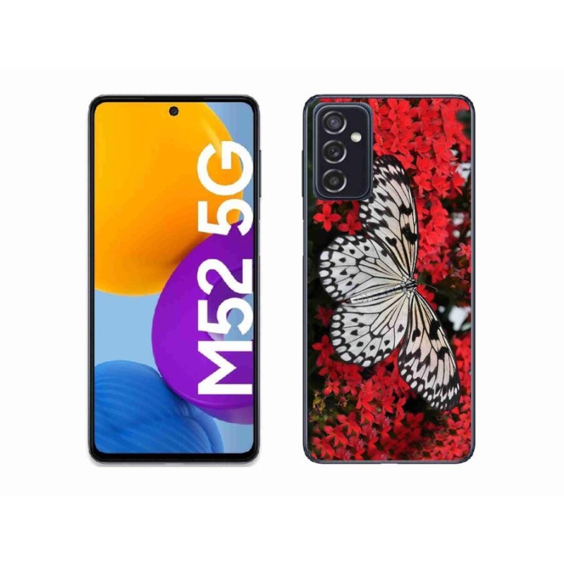 Gélový kryt mmCase na mobil Samsung Galaxy M52 5G - čiernobiely motýľ 1