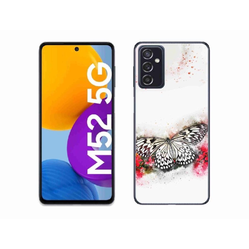 Gélový kryt mmCase na mobil Samsung Galaxy M52 5G - čiernobiely motýľ