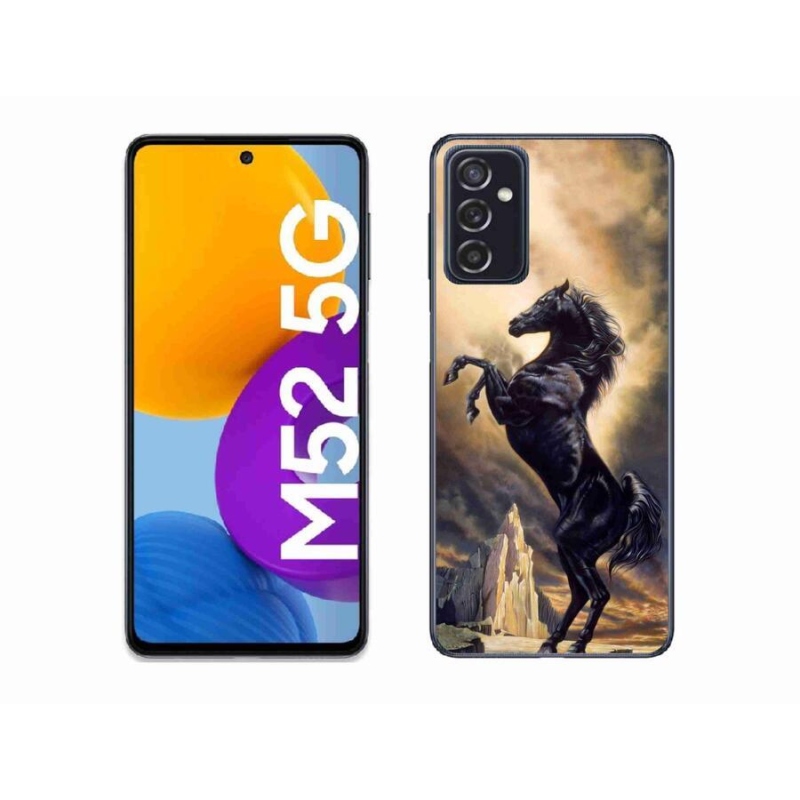 Gélový kryt mmCase na mobil Samsung Galaxy M52 5G - čierny kreslený kôň