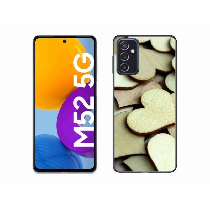 Gélový kryt mmCase na mobil Samsung Galaxy M52 5G - drevená srdiečka