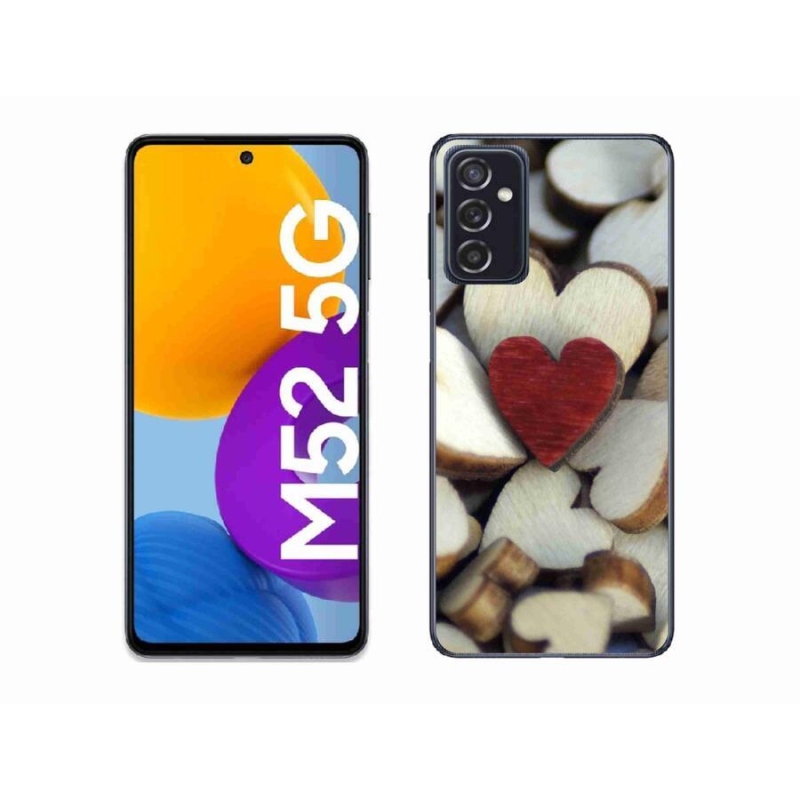 Gélový kryt mmCase na mobil Samsung Galaxy M52 5G - gravírované červené srdce