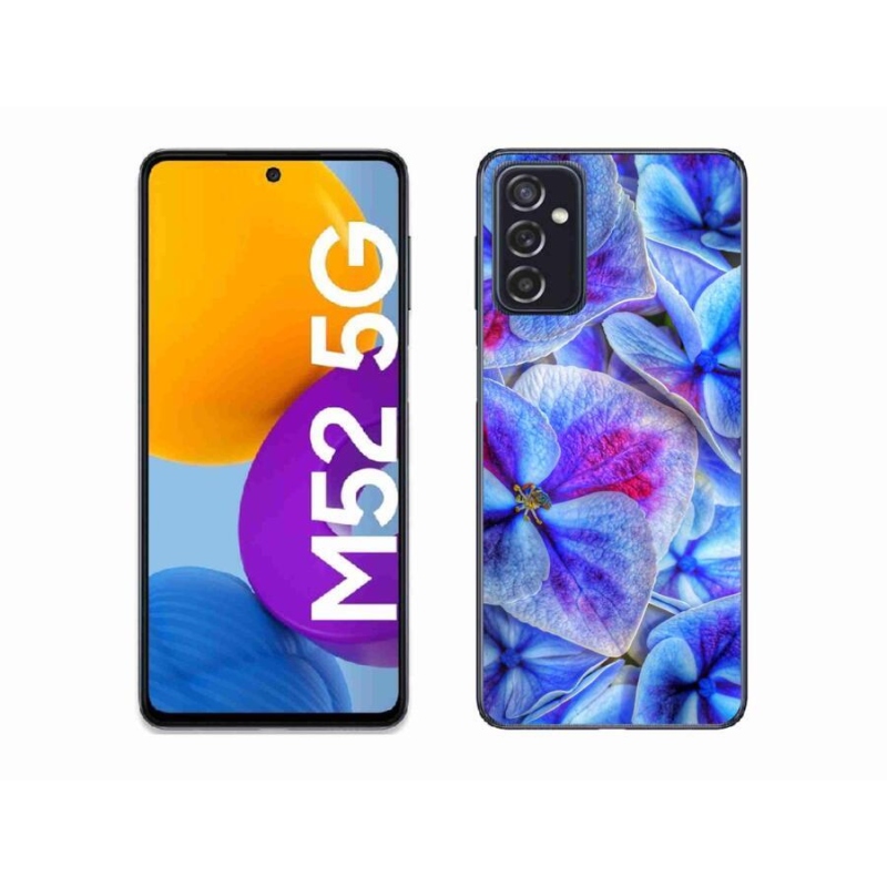 Gélový kryt mmCase na mobil Samsung Galaxy M52 5G - modré kvety 1