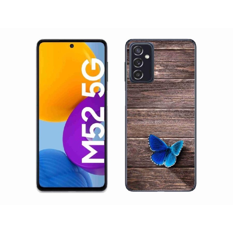 Gélový kryt mmCase na mobil Samsung Galaxy M52 5G - modrý motýľ 1