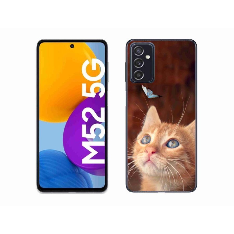 Gélový kryt mmCase na mobil Samsung Galaxy M52 5G - motýľ a mačiatko