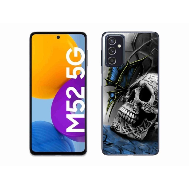 Gélový kryt mmCase na mobil Samsung Galaxy M52 5G - motýľ a lebka