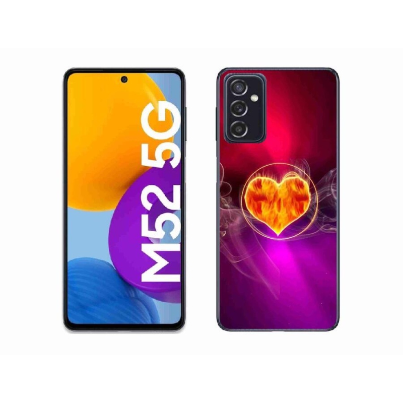 Gélový kryt mmCase na mobil Samsung Galaxy M52 5G - ohnivé srdce