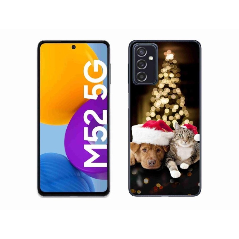 Gélový kryt mmCase na mobil Samsung Galaxy M52 5G - vianočný pes a mačka