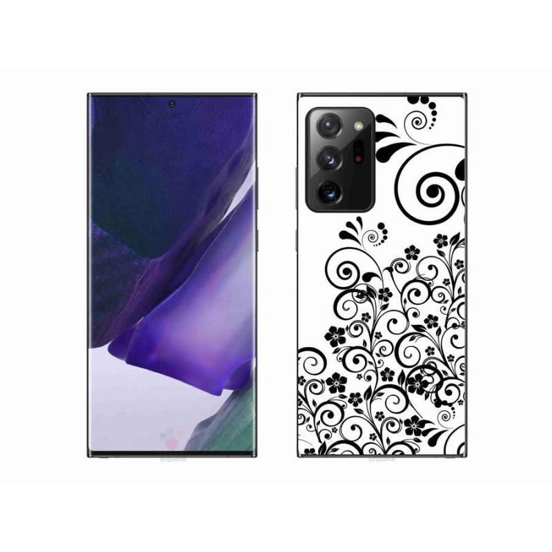 Gélový kryt mmCase na mobil Samsung Galaxy Note 20 Ultra - čiernobiele kvetinové vzory