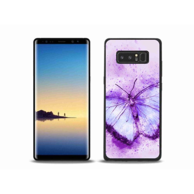 Gélový kryt mmCase na mobil Samsung Galaxy Note 8 - fialový motýľ