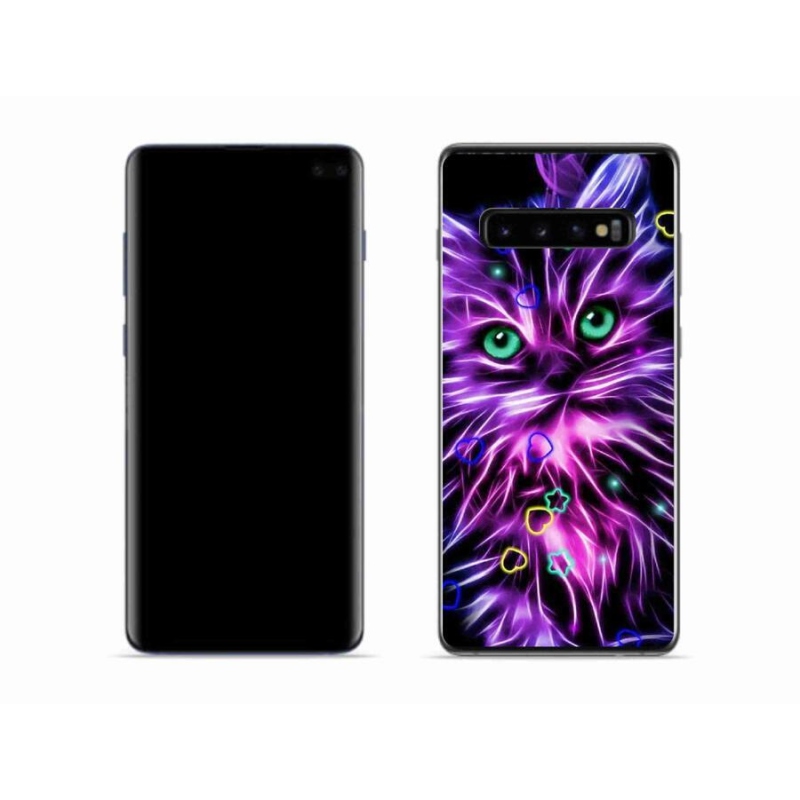 Gélový kryt mmCase na mobil Samsung Galaxy S10 - abstraktná mačka