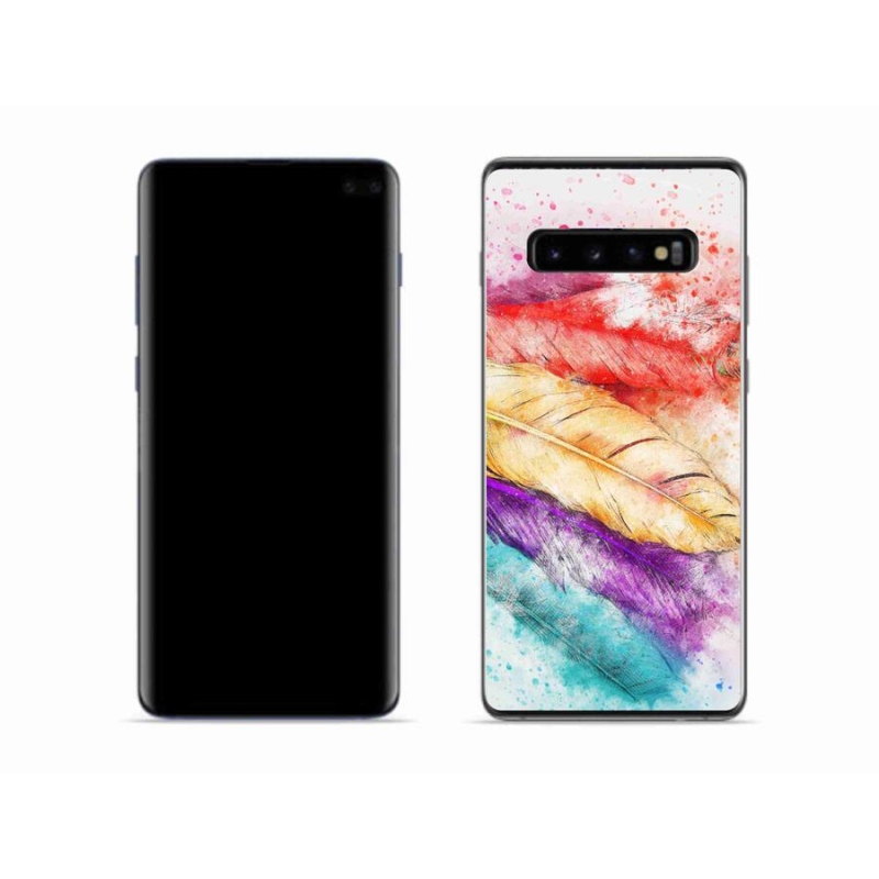 Gélový kryt mmCase na mobil Samsung Galaxy S10 - farebné perie