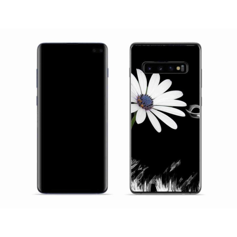 Gélový kryt mmCase na mobil Samsung Galaxy S10 - biela kvetina