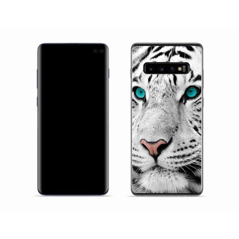 Gélový kryt mmCase na mobil Samsung Galaxy S10 - biely tiger