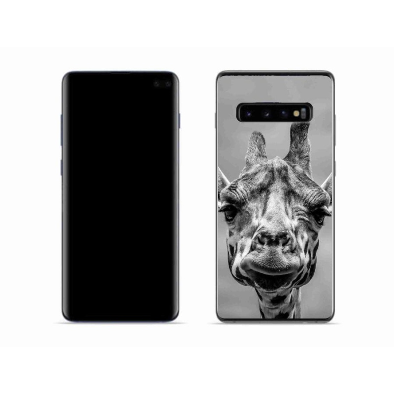 Gélový kryt mmCase na mobil Samsung Galaxy S10 - čiernobiela žirafa