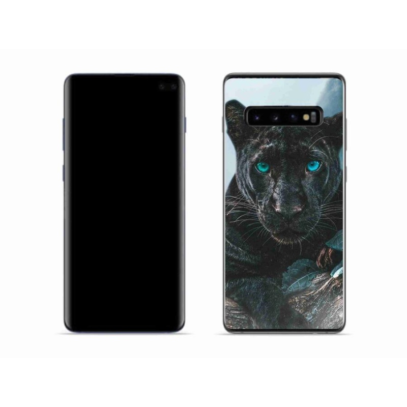 Gélový kryt mmCase na mobil Samsung Galaxy S10 - čierny panter